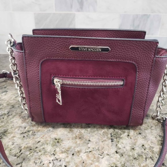 Steve Madden Wine Burgundy Tara Crossbody Bag Purse - Picture 2 of 11